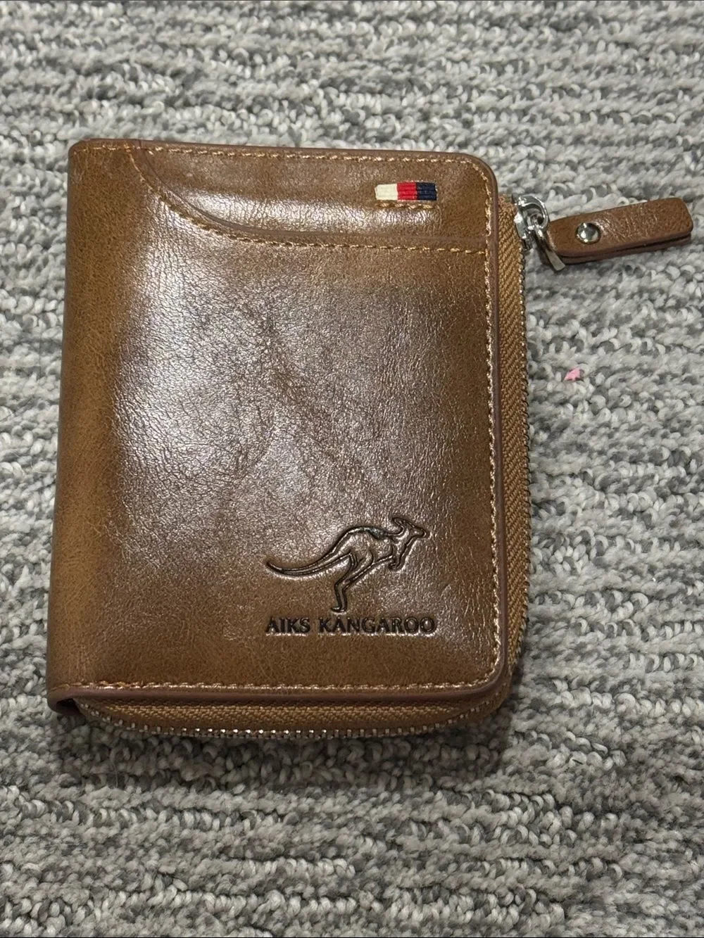 Brown Leather Zip Wallet for Men
